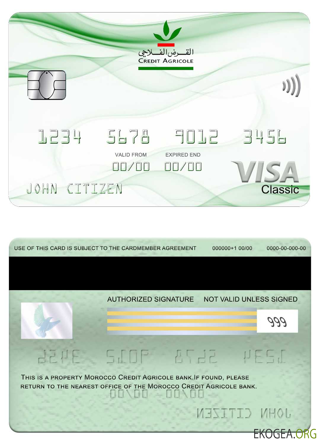 Carte visa classique de la banque Crédit Agricole Maroc